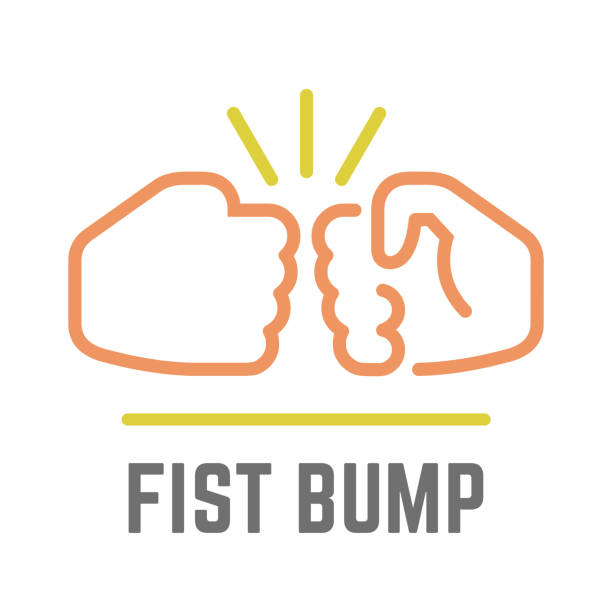 ilustrações de stock, clip art, desenhos animados e ícones de vector color fist bump line icon of two power hand or together punch for business deal, people clash and impact illustration. - faust