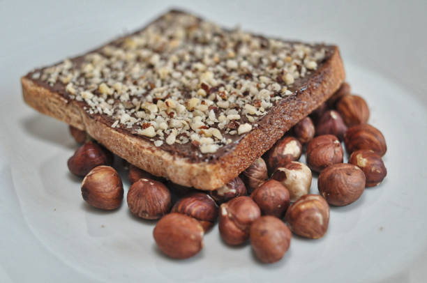 Sandwich with nutella and nuts