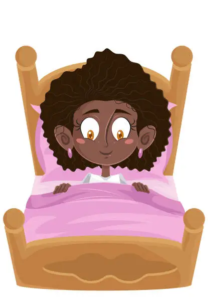 Vector illustration of Black girl in the hood ready to sleep