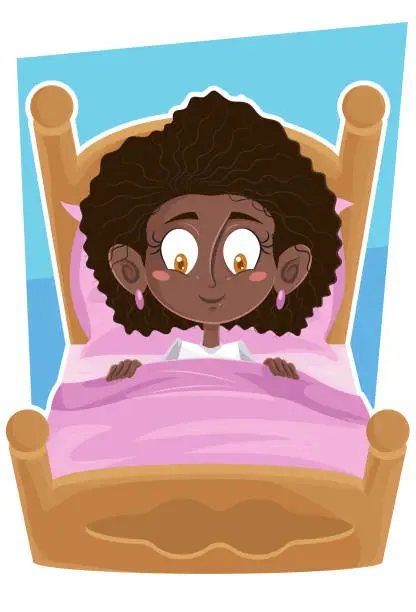 Vector illustration of Black girl in the hood ready to sleep