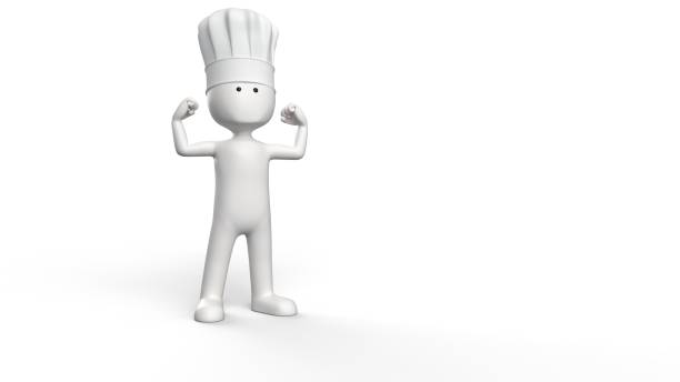 3D render of a white stickman with a cooking hat