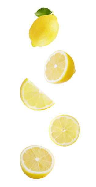 istock Flying lemon fruits isolated on white background 1024717202