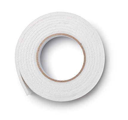 Top view of double sided foam tape isolated on white