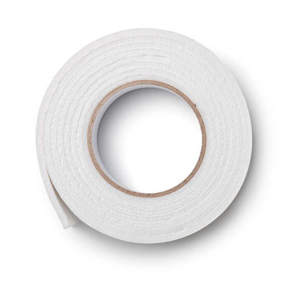 double sided foam tape - level construction isolated on white nobody imagens e fotografias de stock