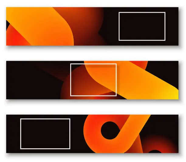 Vector illustration of Bright orange and black abstract banners.