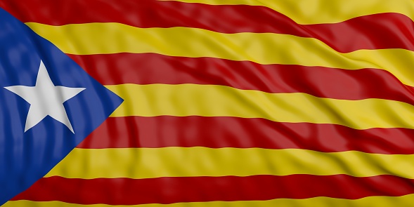 Catalonia waving flag texture background. 3d illustration