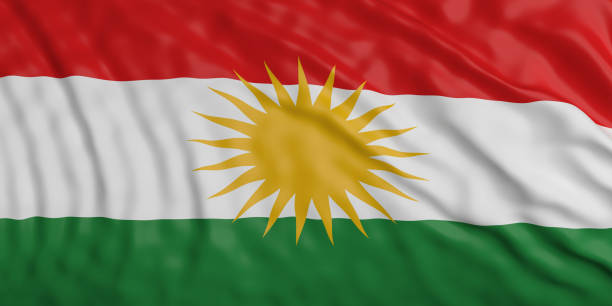 istock Kurdistan flag with its bright yellow sun. 3d illustration 1024733656