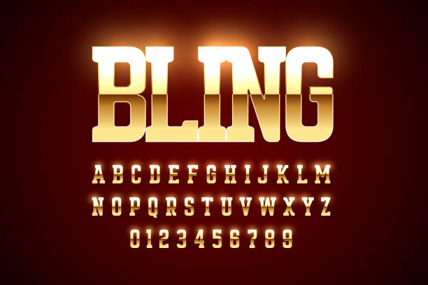Bling Bling Style Gold Font Design Stock Illustration - Download Image Now  - Typescript, Bling Bling, Gold - Metal - iStock