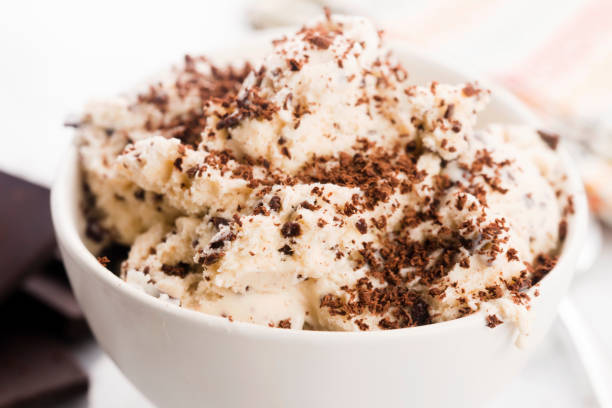 istock Vanilla ice cream with chocolate chips - straciatella. Fresh, sorbet 1024743256