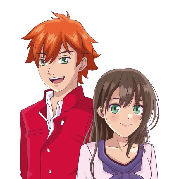 Vector illustration of Anime couple manga cartoon