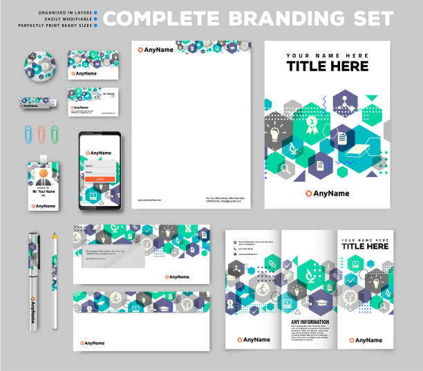 Brand identity set Corporate brand identity template set business cards and stationery stock illustrations