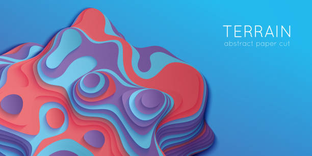 istock Abstract paper cut terrain. Paper sclices with soft shadow form 3d hills. Minimalistic design. Vector illustration. Paper craft landscape. 1024761112