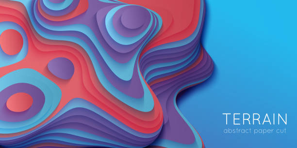istock Abstract paper cut terrain. Paper sclices with soft shadow form 3d hills. Minimalistic design. Vector illustration. Paper craft landscape. 1024761152