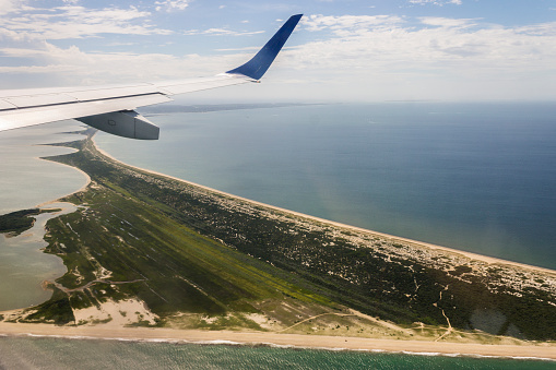 Views of the Head of the Harbor in Nantucket island, Massachusetts, from a charted flight