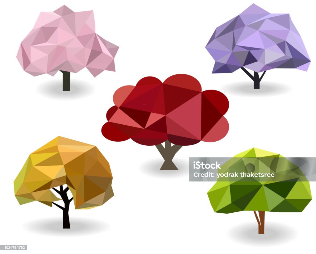 Polygon Tree Simple Tree Set Polygon Stock Illustration - Download Image Now - Abstract ...