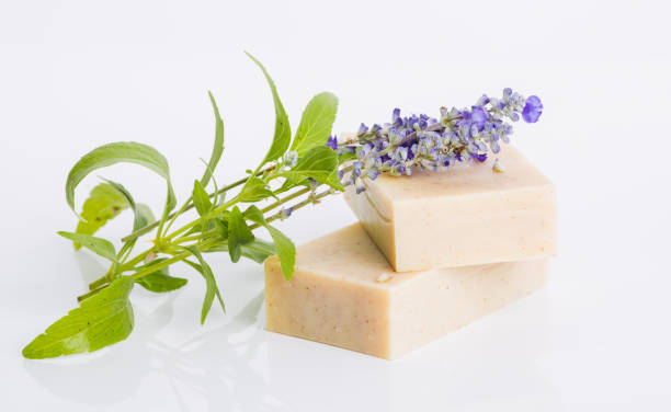 istock Handmade soap bars with lavender flowers 1024771072