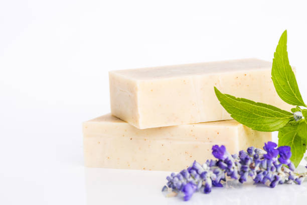 istock Handmade soap bars with lavender flowers 1024771290