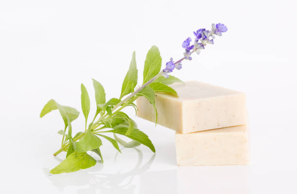 istock Handmade soap bars with lavender flowers 1024771452