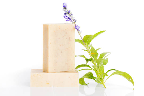 istock Handmade soap bars with lavender flowers 1024771488