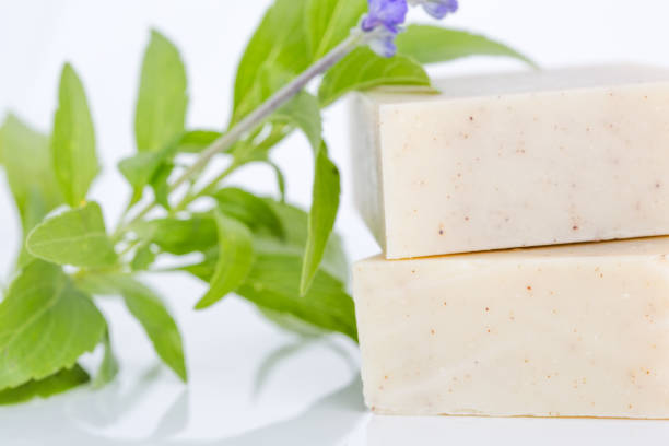 istock Handmade soap bars with lavender flowers 1024771562