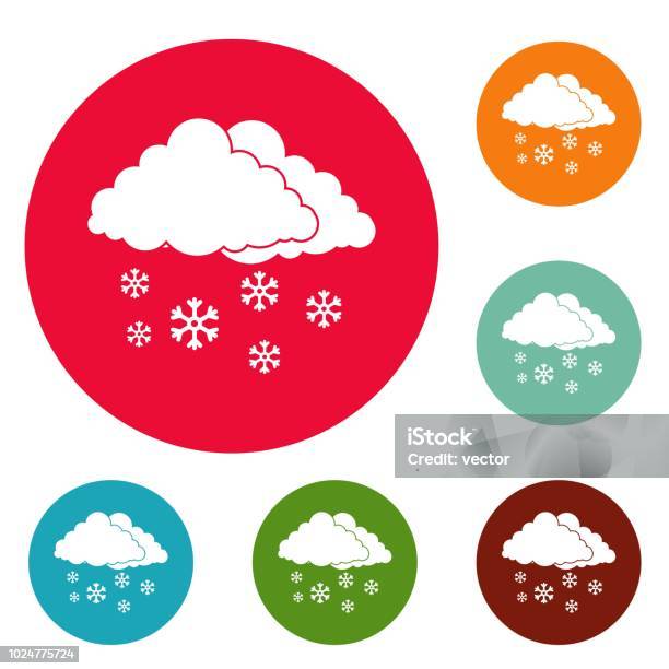 Snow Cloud Holiday Icons Circle Set Vector Stock Illustration - Download Image Now - Blizzard, Climate, Clip Art