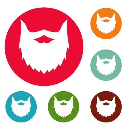 Villainous beard icons circle set vector isolated on white background
