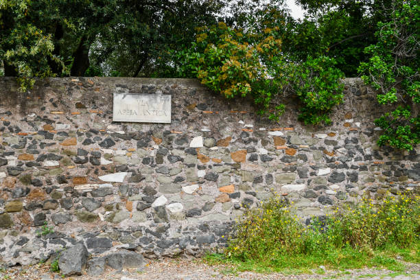 istock Ancient ruins in Rome (Italy) -  Name plate Via Appia (Appian Way) 1024780046