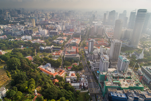 Panoramic view of the Singapore Skyline is the centre of the economy in singapore, there are here all the building of all the majors bank and insurance.