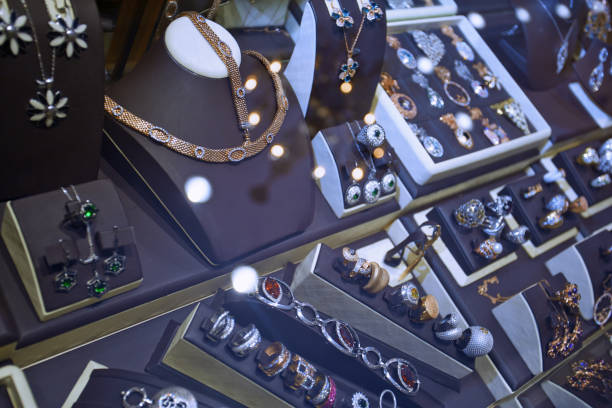 istock Jewelry shop. Close-up view on showcase 1024805550
