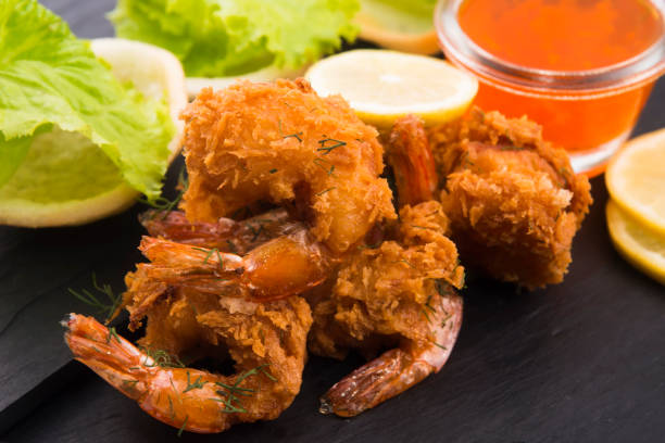 istock Tiger shrimp fried in Tempura with vegetables 1024824492