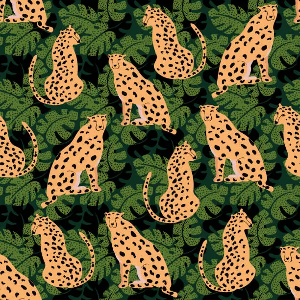 Vector illustration of Cheetah seamless pattern