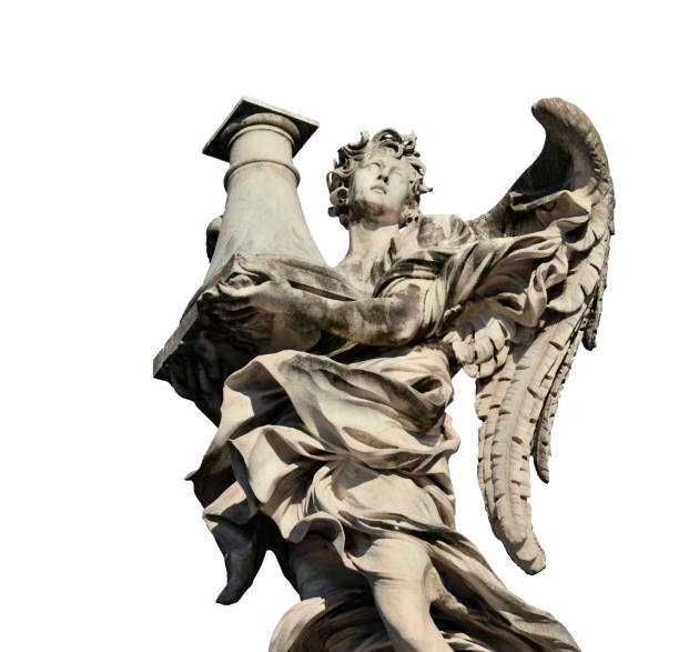 istock Angel with Column of Passion (isolated on white background) 1024825234