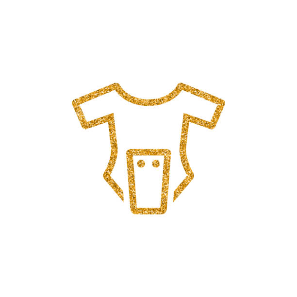 gold glitter icon - ubrania dla dzieci - body glitter stock illustrations