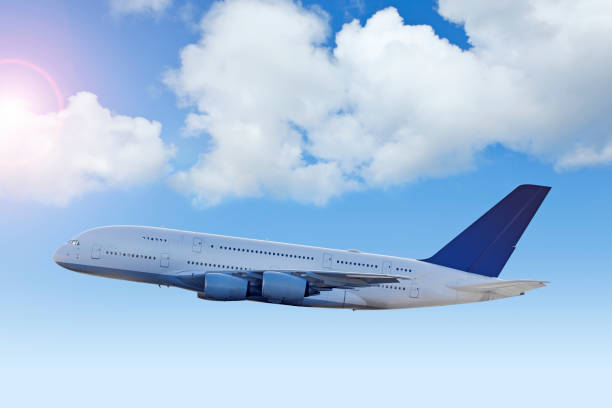 Airplane Airbus A380-800 flying in the sky