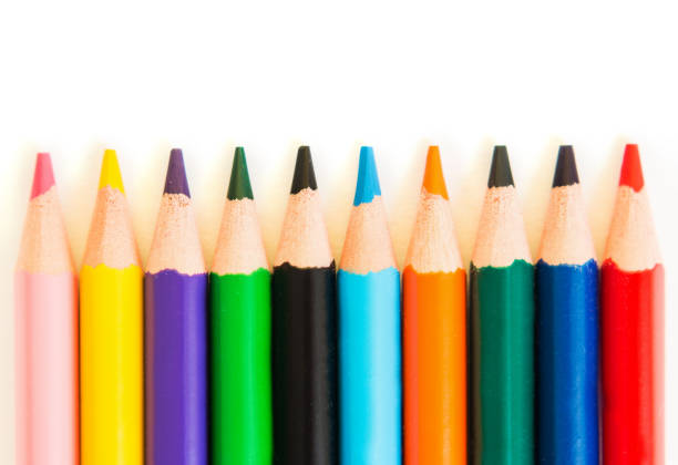 istock Color pencils in row isolated on white background. 1024844368