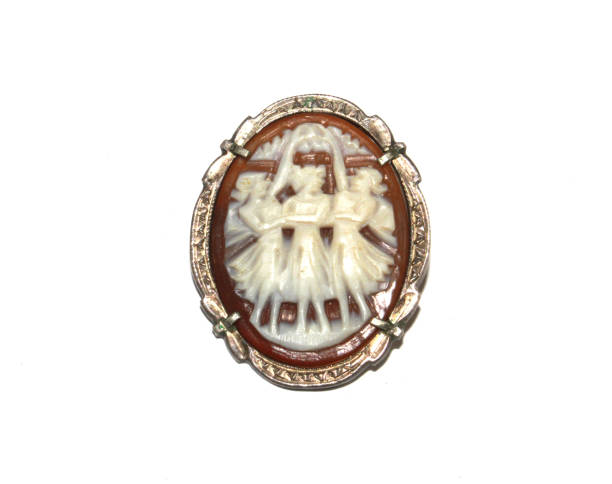 hermoso tema vintage antiguo de joyas broche camafeo - brooch jewelry antique gem fotografías e imágenes de stock