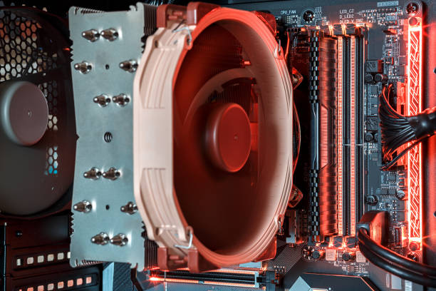 istock Efficient cooling of the processor and motherboard in the system unit of a new powerful gaming or working computer during operation 1024854728