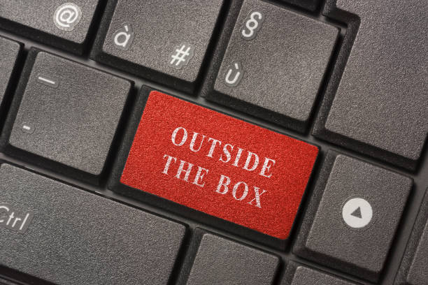 istock Closed up computer keyboard with word OUTSIDE THE BOX 1024864272