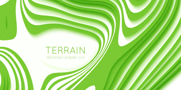 istock Abstract green paper cut terrain. Paper sclices with soft shadow form 3d hills. Minimalistic design. Vector illustration. Paper craft landscape. 1024873158