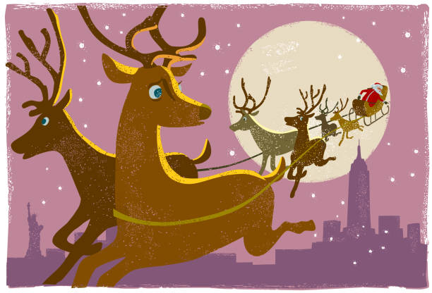 ilustrações, clipart, desenhos animados e ícones de renas do papai noel, nova iorque - santa claus sleigh toy christmas