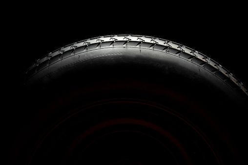 Brand new car tire on steel wheel