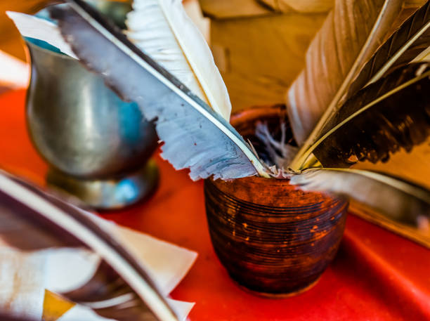 istock Ceramic bowl full of ancient quills 1024893332