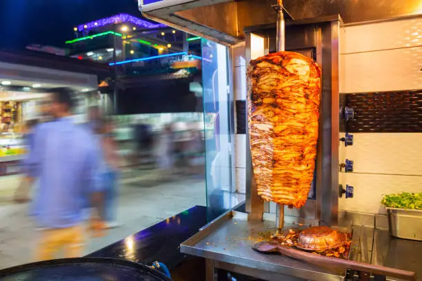 Photo of Turkish kebab on the street of Side, Turkey