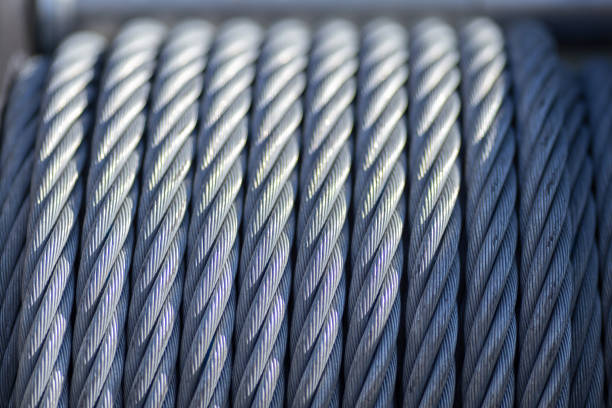 steel cable - steel cable wire rope rope textured stock-fotos und bilder