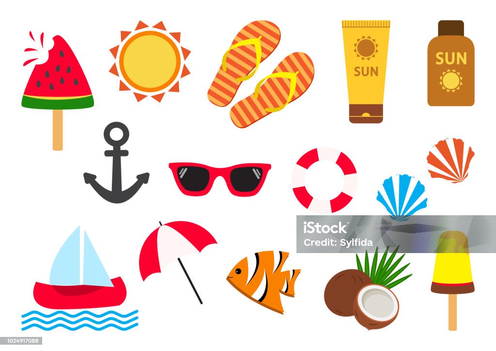 Summer set. Vector illustration Icon Symbol stock vector