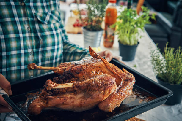 istock Preparing Stuffed Turkey for Holidays 1024919522