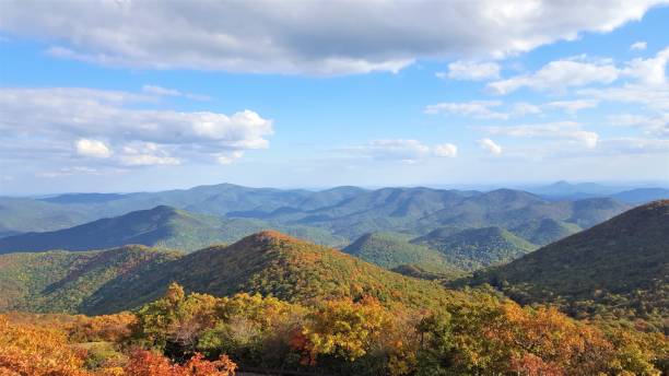 montaña en bosque del nacional de chattahoochee-oconee - blue ridge mountains fotos fotografías e imágenes de stock