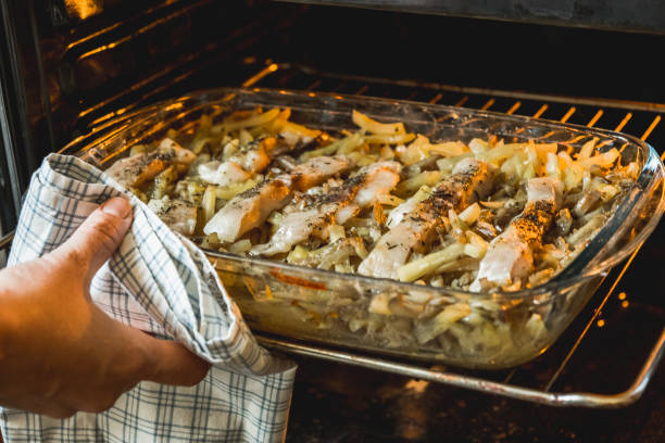 istock Baked potatoes with fish. Fresh, festive dish. Open the view. Cooked meals. 1024947778