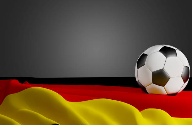 Germany soccer ball and flag 3d-illustration