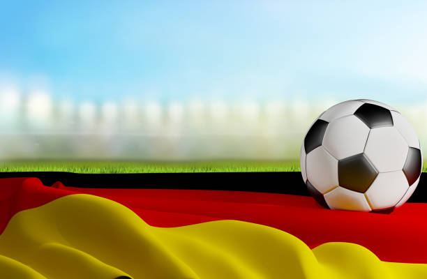 Germany soccer ball and flag 3d-illustration